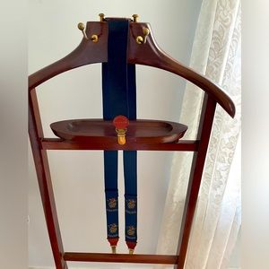 Nautica Navy Blue & Brown Leather Men’s Suspenders